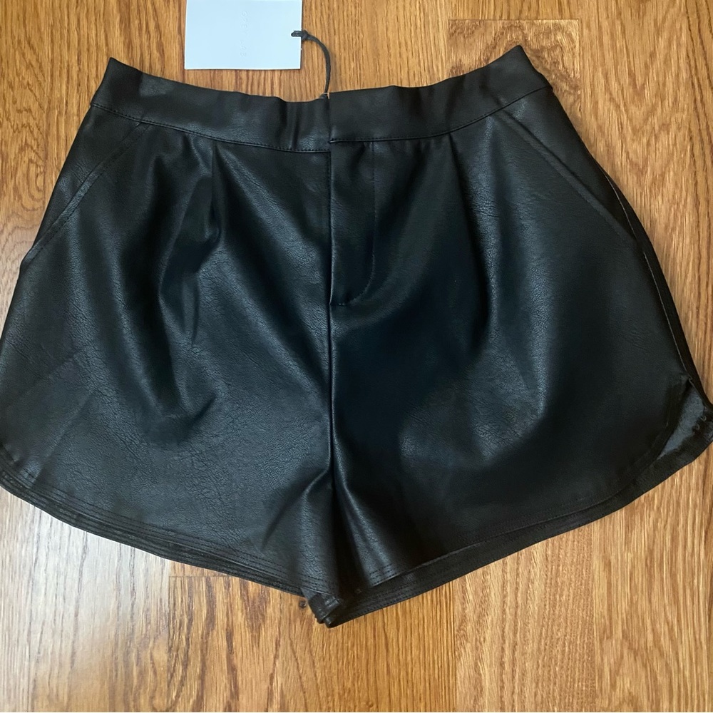Black Faux leather shorts